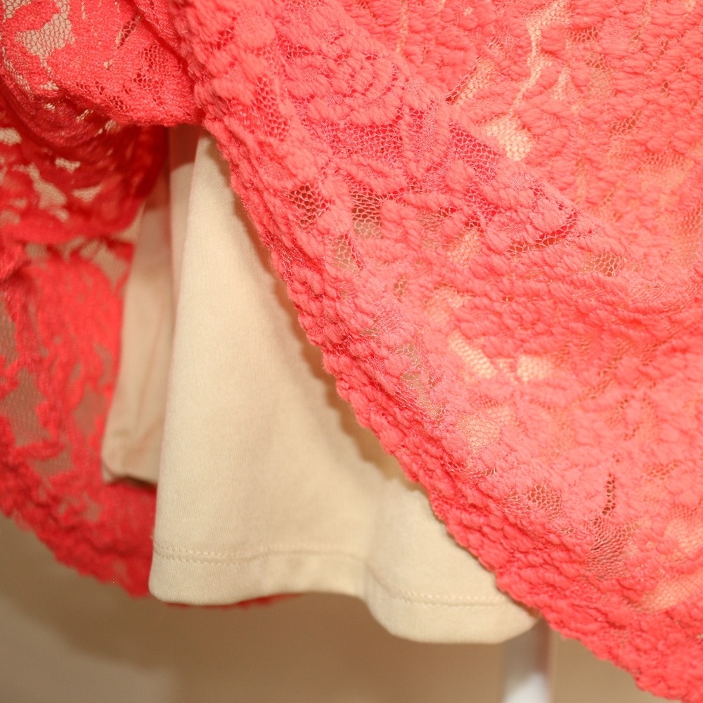 Mimi Chica Coral Pink Lace Skater Dress M - Picture 5 of 8